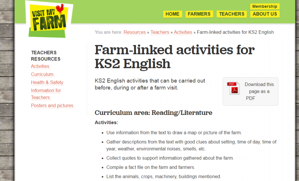 Farm-linked activities for KS2 English