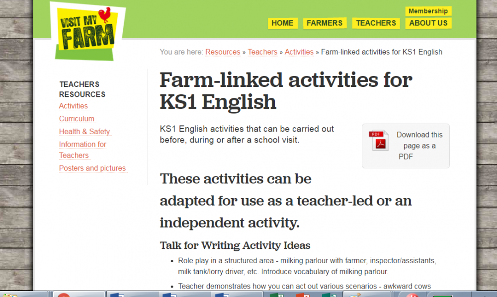 Farm-linked activities for KS1 English