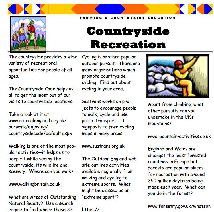 Countryside recreation Teaching Resources Countryside Classroom